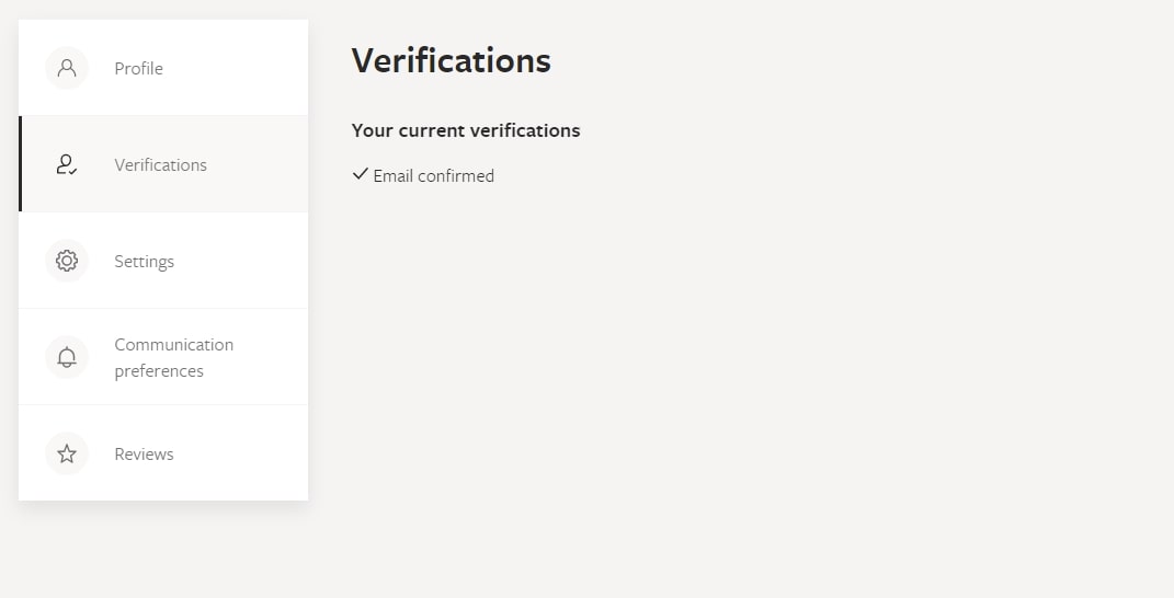02 Autohost A screenshot of the Verifications section on a user profile on Vrbo